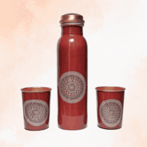 Printed Copper Bottle and Glass Set